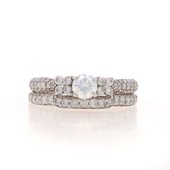 White Gold Diamond All-in-One Engagement Ring & Wedding Band - 14k Round 1.06ctw